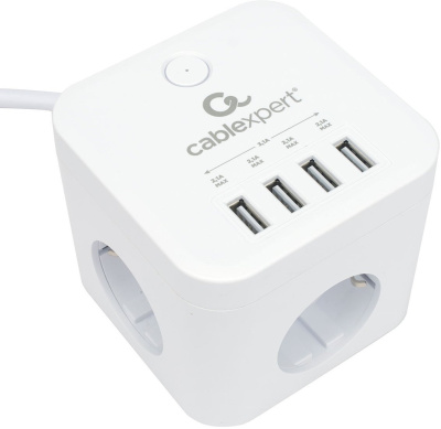 Сетевой фильтр Cablexpert CUBE-3-U4-W-1.5 