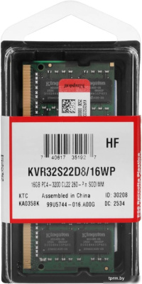 Kingston KVR32S22D8/16WP 16GB 3200MT/s DDR4 Non-ECC CL22 SODIMM 