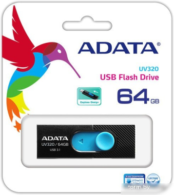 USB Flash A-Data UV320 64GB (черный/голубой) 