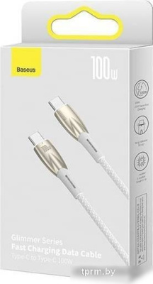 Кабель Baseus Glimmer Series Fast Charging Data Cable USB Type-C - Type-C 100W CADH000802 (2 м, белый) 