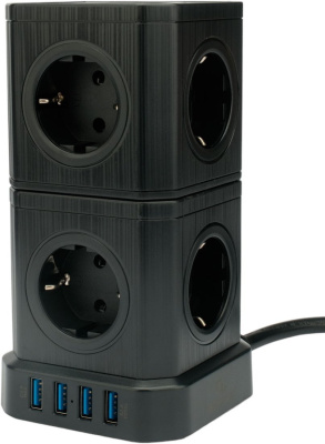 Сетевой фильтр Cablexpert Tower TWR-9-U4-B-2 