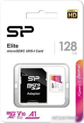Карта памяти Silicon-Power Elite microSDXC SP128GBSTXBV1V20SP 128GB (с адаптером) 