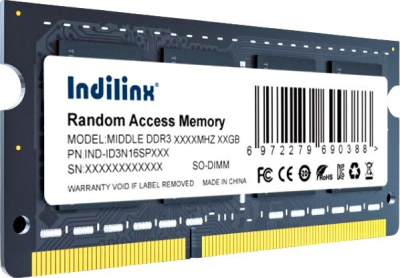 Оперативная память Indilinx 8ГБ DDR3 SODIMM 1600 МГц IND-ID3N16SP08X 