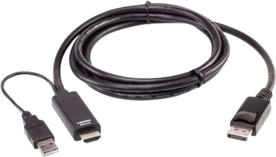 Кабель Aten 2L-7D02HDP HDMI/USB Type-A - DisplayPort (1.8 м, черный)