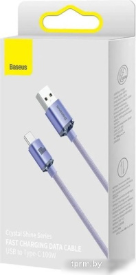 Кабель Baseus Crystal Shine Series CAJY000505 USB Type-A - USB Type-C (2 м, фиолетовый) 