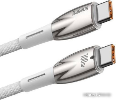 Кабель Baseus Glimmer Series Fast Charging Data Cable USB Type-C - Type-C 100W CADH000702 (1 м, белый) 