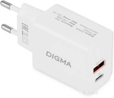Сетевое зарядное Digma DGW2D (белый) 