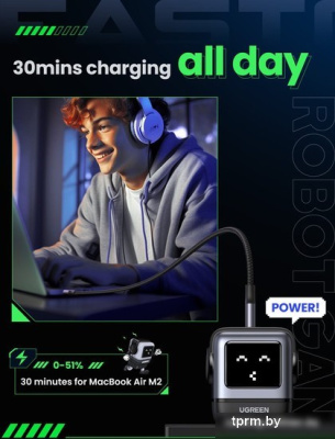 Сетевое зарядное Ugreen Nexode RG 65W CD361 (черный/серый) 