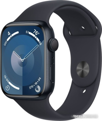 Умные часы Apple Watch Series 9 45 мм (алюминиевый корпус, полуночный/полуночный, спортивный силиконовый ремешок S/M) 