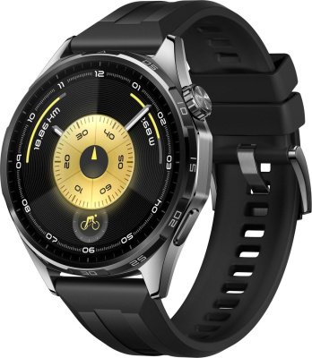 Умные часы Huawei Watch GT 6 46 мм (черный, с черным силиконовым ремешком, международная версия)