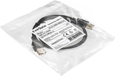 Удлинитель ExeGate EX-CC-USB2-AMAF-0.5 USB Type-A - USB Type-A (0.5 м, черный) 