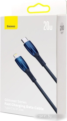 Кабель Baseus Glimmer Series USB Type-C - Lightning (2 м, синий) 