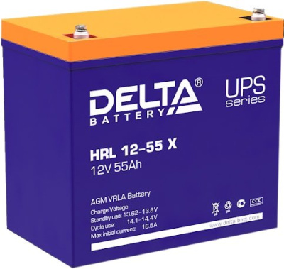 Аккумулятор для ИБП Delta HRL 12-55 X (12В/55 А·ч) 