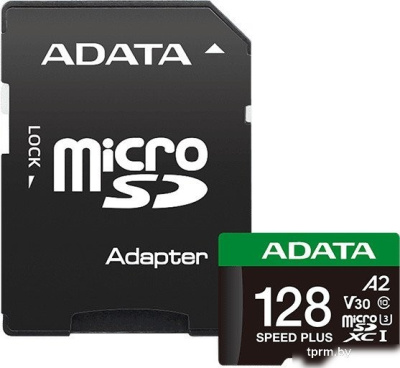 ADATA SPEED PLUS microSDXC 128GB UD128GUI3V30A2SP-RA1 (с адаптером) 