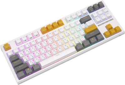 Клавиатура Royal Kludge RK-R87 RGB (белый/желтый, RK Brown) 