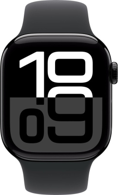 Умные часы Apple Watch Series 10 42 мм (алюминиевый корпус, черный/черный, спортивный силиконовый ремешок S/M) 