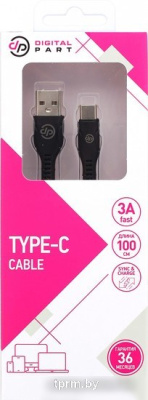 Кабель Digital Part TC-303 USB Type-A - USB Type-C (1 м, черный) 