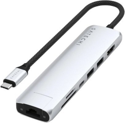 Satechi 7-in-1 USB-C Slim Multiport Adapter with Ethernet ST-P7SS (серебристый) 