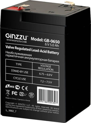 Аккумулятор для ИБП Ginzzu GB-0650 (6В/5 А·ч)