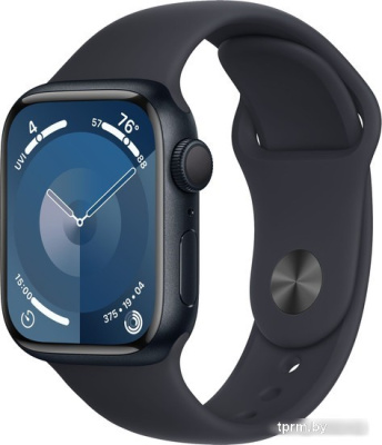 Умные часы Apple Watch Series 9 41 мм (алюминиевый корпус, полуночный/полуночный, спортивный силиконовый ремешок S/M) 