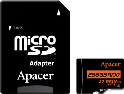 Apacer microSDXC AP256GMCSX10U8-R 256GB (с адаптером) 