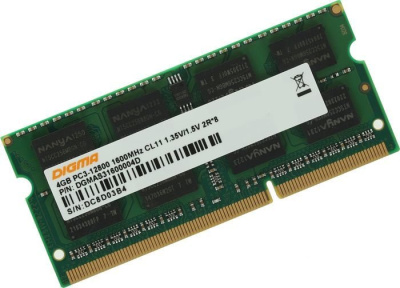 Оперативная память Digma 4ГБ DDR3 SODIMM 1600 МГц DGMAS31600004D 