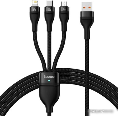 Кабель Baseus CASS030001 USB-A - USB-C, microUSB, Lightning (1.2 м, черный) 