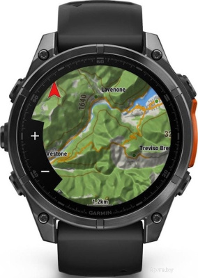 Умные часы Garmin Fenix 8 47мм (серый, черный силиконовый ремешок) 