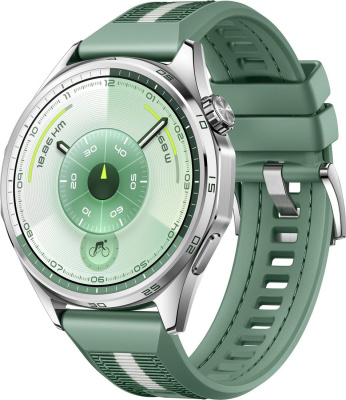 Huawei Watch GT 6 46 мм (серебристый, с зеленым плетеным ремешком, международная версия) 