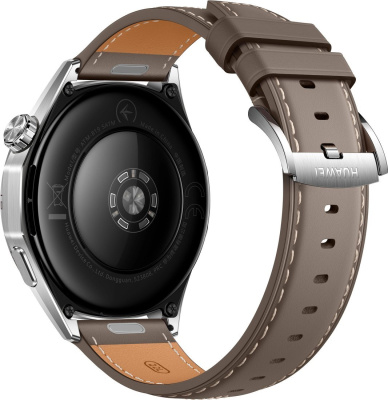 Умные часы Huawei Watch GT 6 46 мм (серебристый, с коричневым кожаным ремешком, международная версия) 