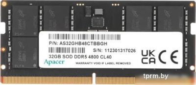 Apacer 32ГБ DDR5 SODIMM 4800 МГц AS32GHB48CTBBGH 