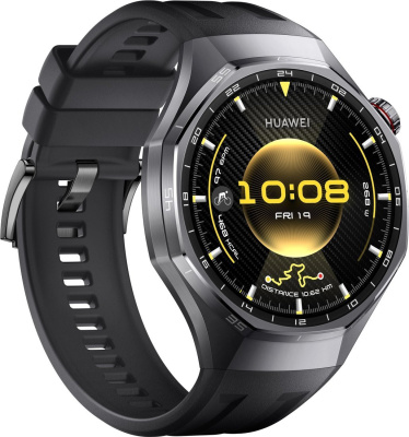 Умные часы Huawei Watch GT 6 Pro 46 мм (черный, с черным силиконовым ремешком, международная версия) 