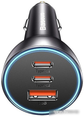 Автомобильное зарядное Baseus Golden Contactor Pro Triple Fast Charger Car Charger 65W CGJP010013 (темно-серый) 