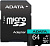 Карта памяти A-Data Premier Pro AUSDX64GUI3V30SA2-RA1 microSDXC 64GB (с адаптером) 