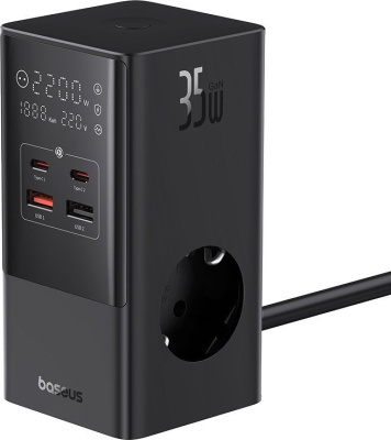 Сетевое зарядное Baseus PowerCombo Tower PowerStrip 3AC2+U2+С 35W CCGAN35-S3ACE 