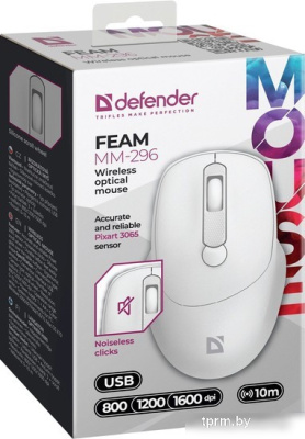 Мышь Defender Feam MM-296 (белый) 
