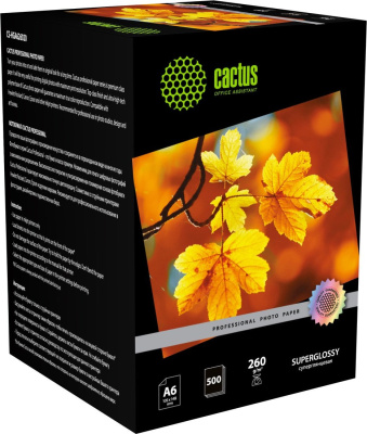 CACTUS суперглянцевая A6 260г/м2 500 л Prof CS-HGA6260500 