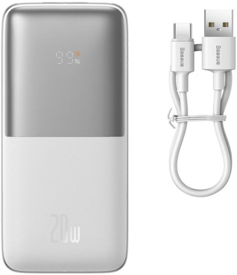 Внешний аккумулятор Baseus Bipow Pro Digital Display Fast Charge 20W Overseas Edition 10000mAh (белый)