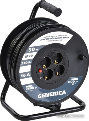 Удлинитель Generica УК50 WKP20-16-04-50-G (50 м, черный) 
