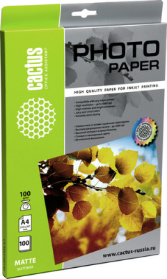 CACTUS Матовая A4 100 г/кв.м. 100 листов(CS-MA4100100)