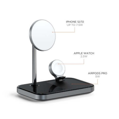 Беспроводное зарядное Satechi 3-in-1 Magnetic Wireless Charging Stand 