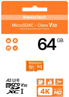 BreezyTech Ultra microSDXC Class 10/A2/V30 64GB (без адаптера) 