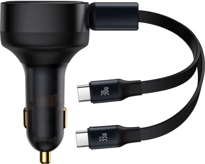 Автомобильное зарядное Baseus Enjoyment Retractable 2-in-1 Car Charger C+C 33W C00035500111-00 