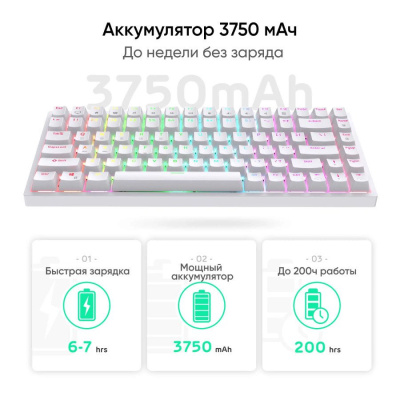 Клавиатура Royal Kludge RK84 RGB (белый, RK Brown) 