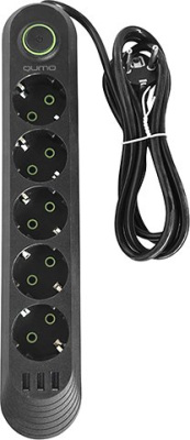Сетевой фильтр QUMO Power Bar Light SPFS P-0009 51553 (2 м, черный)