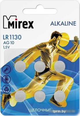 Mirex LR1130 (AG10) блистер 6 шт. 23702-LR1130-E6 