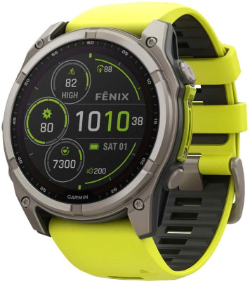 Garmin Fenix 8 Solar, Sapphire 51мм (титановый, желтый силиконовый ремешок) 