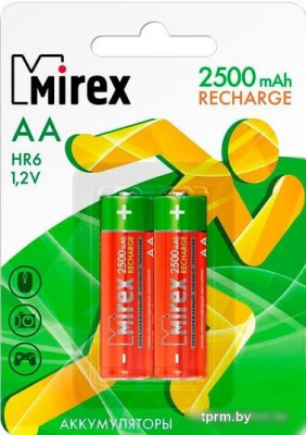 Аккумуляторы Mirex AA 2500mAh 2 шт HR6-25-E2 