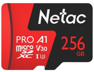 Карта памяти Netac MicroSDXC 256GB V30/A1/C10 Netac P500 Extreme Pro с адаптером 