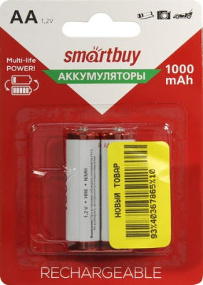 Аккумуляторы SmartBuy AA 1000mAh 2 шт. SBBR-2A02BL1000